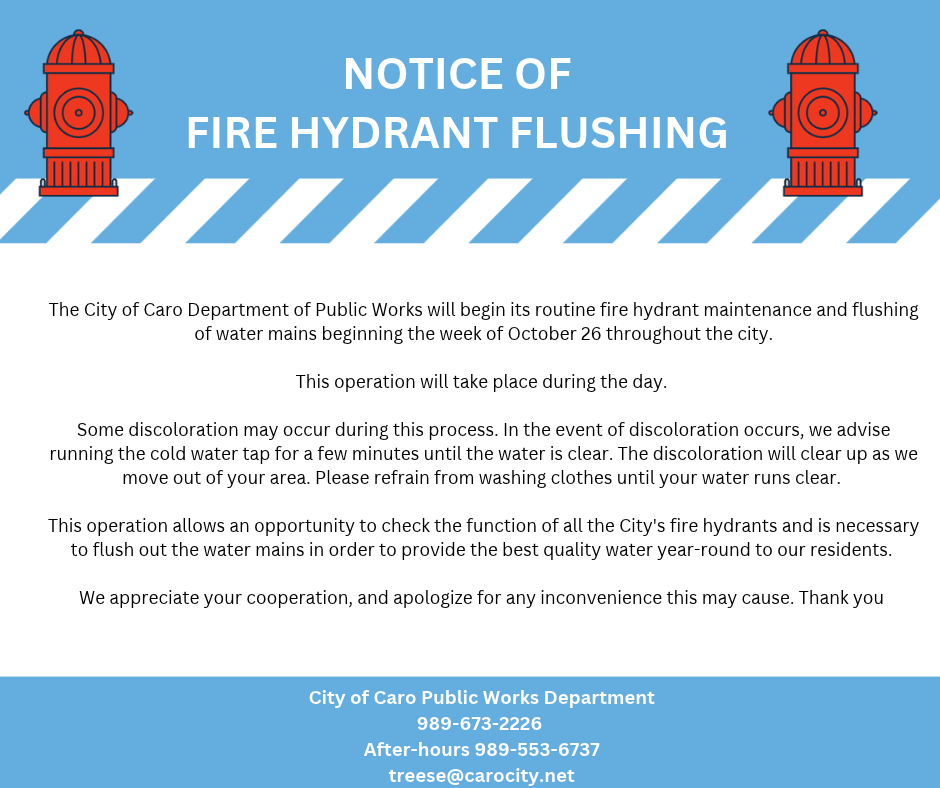 NOTICE OF FIRE HYDRANT FLUSHING 10.26
